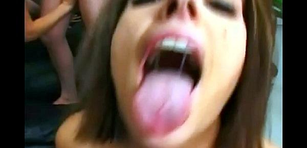  2 sluts drink each others anal creampie from a glass